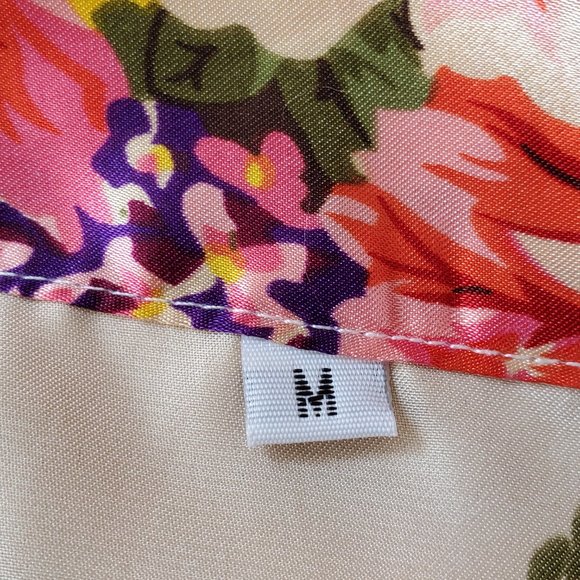 Satin Floral Women's L Dressing Robe Matching Tie Belt Knee Length - Picture 8 of 9